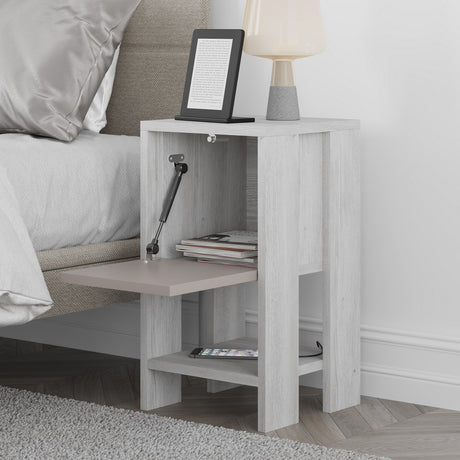 Nachtkastjes - Nachtkastje Ema Wit Mokka Melamine 30x55x30 cm - Dimehouse