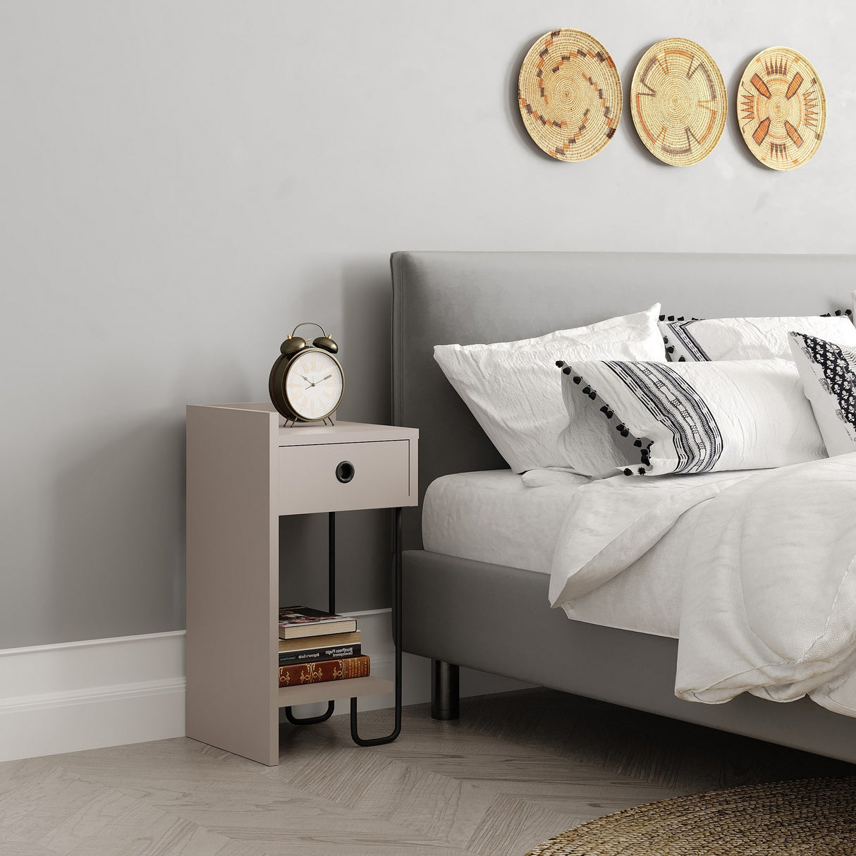 Comodino Sirius Sinistro Moka Melaminico 32x61x30 cm