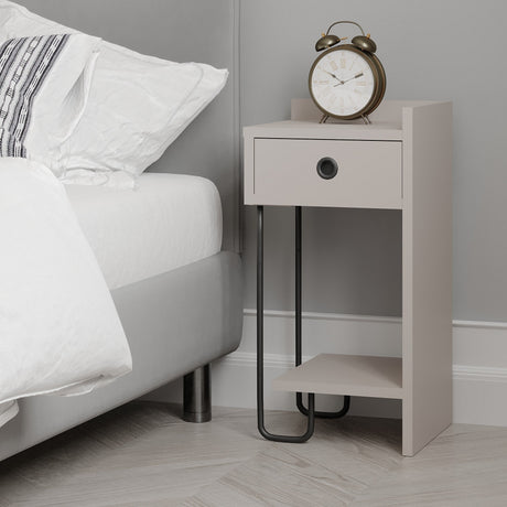 Nachtkastjes - Nachtkastje Sirius Rechts Mokka Melamine 32x61x30 cm - Dimehouse