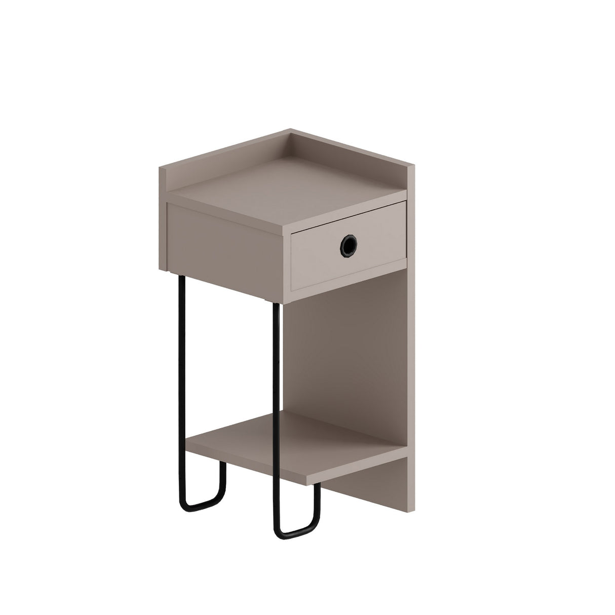 Nachtkastjes - Nachtkastje Sirius Rechts Mokka Melamine 32x61x30 cm - Dimehouse