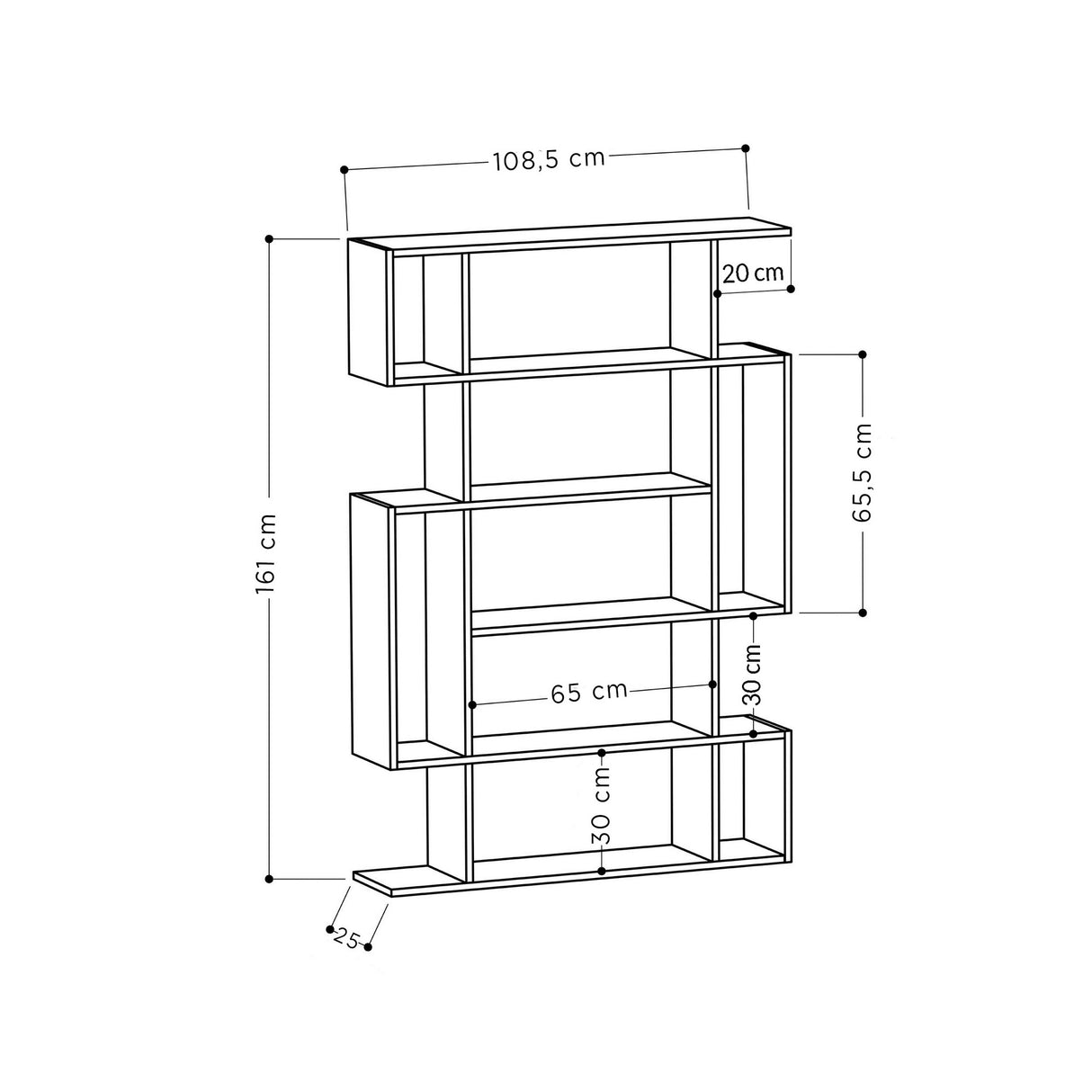Libreria Mito Melaminico Marrone Antracite 110x161x25,5 cm