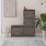 Schoenenkasten - Schoenenkast Dude Donkerbruin Melamine 105x118,5x26 cm - Dimehouse
