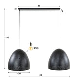 Lampada a sospensione industriale Kylian a 2 luci in metallo nero