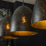 Lampada a sospensione industriale Kylian a 3 luci in metallo nero