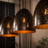 Lampada a sospensione industriale Kylian a 3 luci in metallo nero