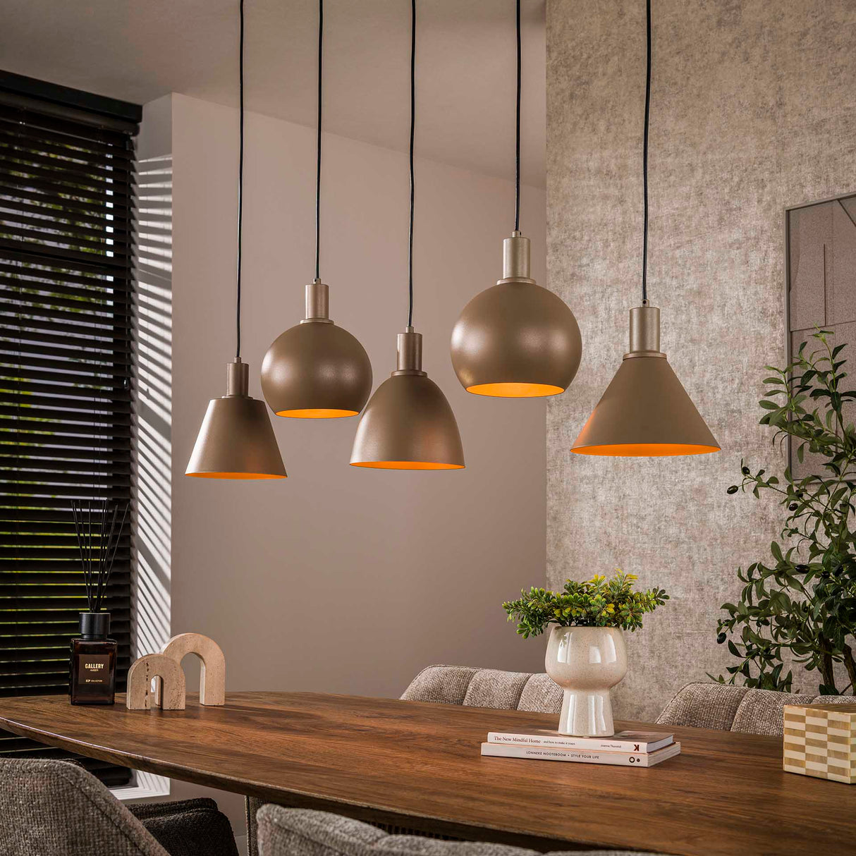 Hanglampen - Hanglamp Sienna 5 - lichts Beige 120 cm - Dimehouse
