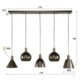 Hanglampen - Hanglamp Sienna 5 - lichts Bruin 120 cm - Dimehouse