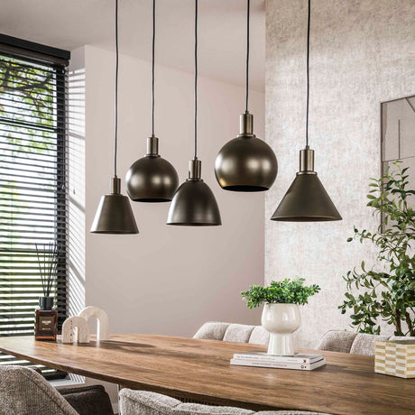 Lampada a sospensione Sienna 5 luci Marrone 120 cm