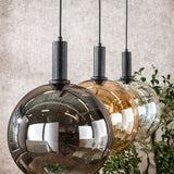 Hanglampen - Hanglamp 3 - lichts gekleurd glas zwart metaal Valeo 115 cm - Dimehouse