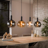 Hanglampen - Hanglamp 4 - lichts gekleurd glas zwart metaal Valeo 135 cm - Dimehouse
