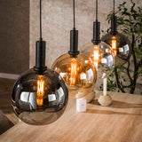 Hanglampen - Hanglamp 4 - lichts gekleurd glas zwart metaal Valeo 135 cm - Dimehouse