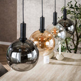 Hanglampen - Hanglamp 4 - lichts gekleurd glas zwart metaal Valeo 135 cm - Dimehouse