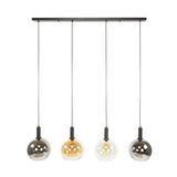 Hanglampen - Hanglamp 4 - lichts gekleurd glas zwart metaal Valeo 135 cm - Dimehouse