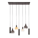 Hanglampen - Hanglamp 7 - lichts gekleurd glas zwart metaal Valeo 110 cm - Dimehouse
