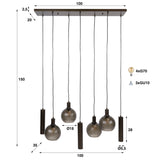 Hanglampen - Hanglamp 7 - lichts bruin frosted glas brons metaal Valeo 110 cm - Dimehouse