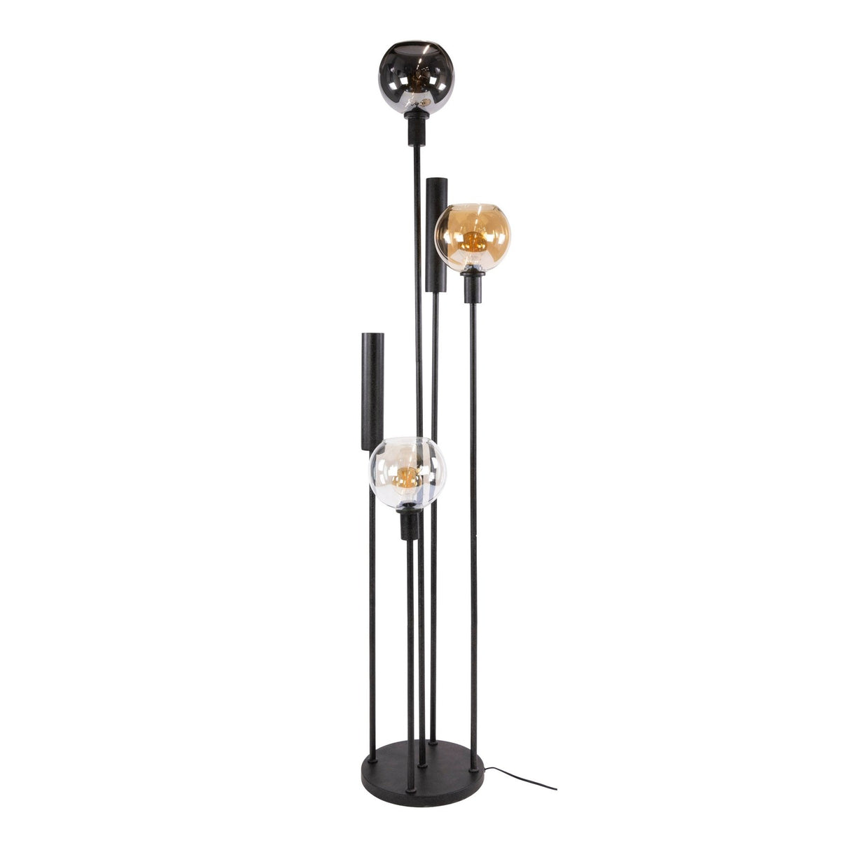 Vloerlampen - Vloerlamp 5 - lichts getrapt gekleurd glas zwart metaal Valeo - Dimehouse