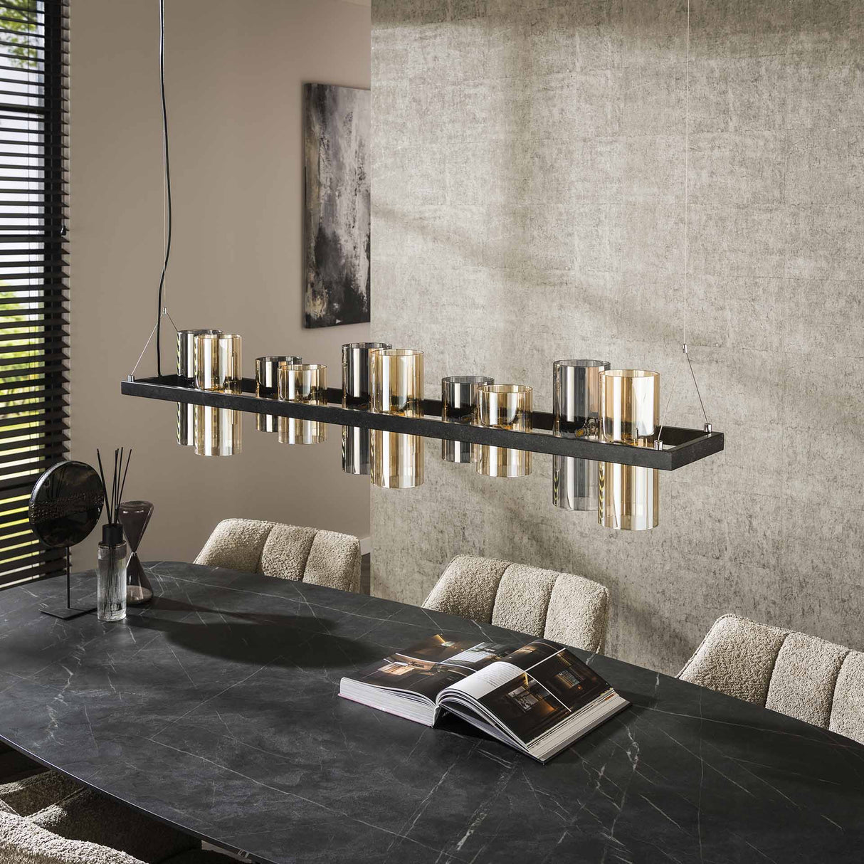 Hanglampen - Hanglamp Khai 10 - lichts cilinder gemixt glas - Dimehouse