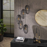 Hanglampen - Hanglamp Debra 5 - lichts getrapt metaal zwart - Dimehouse