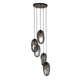 Hanglampen - Hanglamp Debra 5 - lichts getrapt metaal zwart - Dimehouse