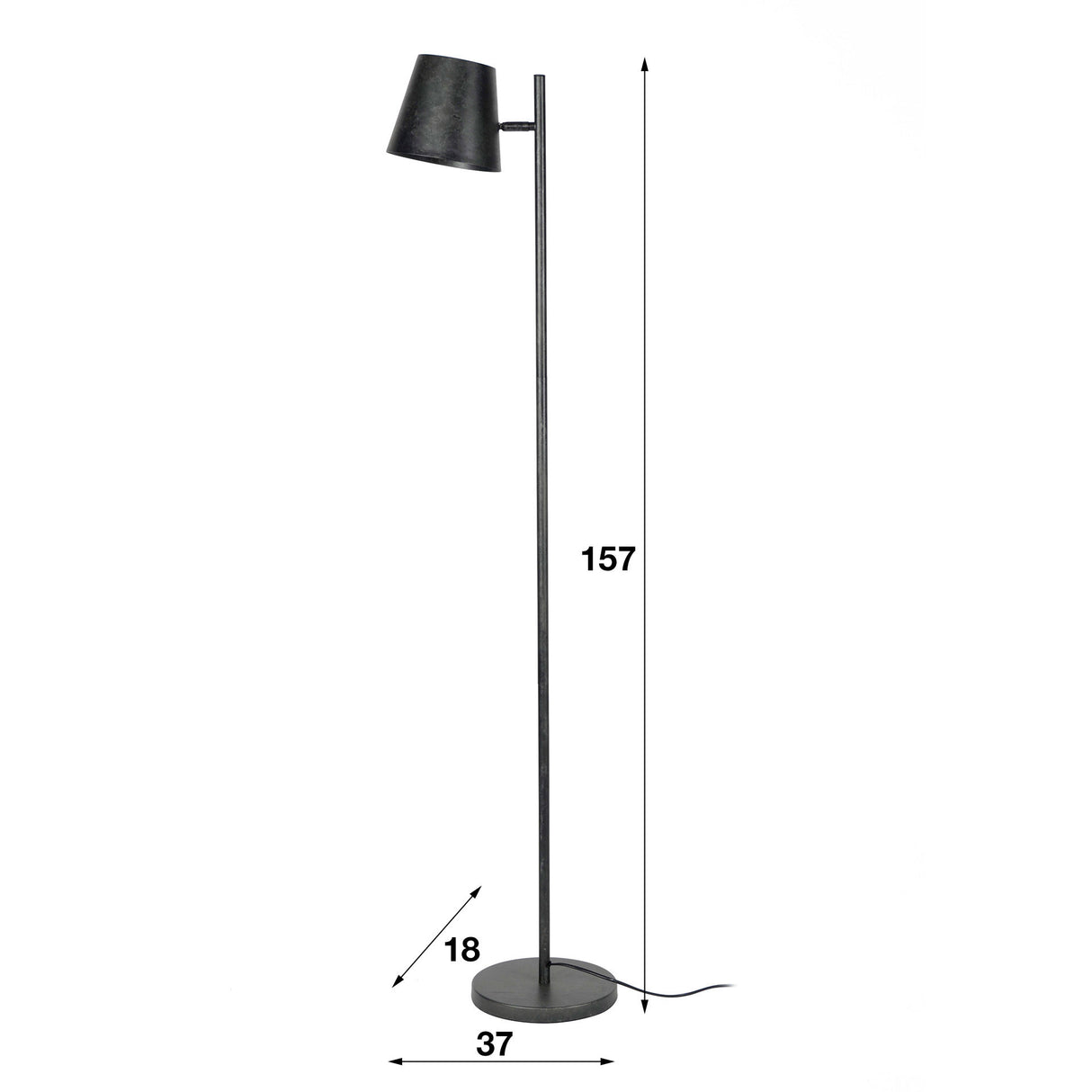 Lampada da terra Sienna DH Interior Antracite LxPxH 61x32x25 Metallo Bianco Indicazione dimensione foto
