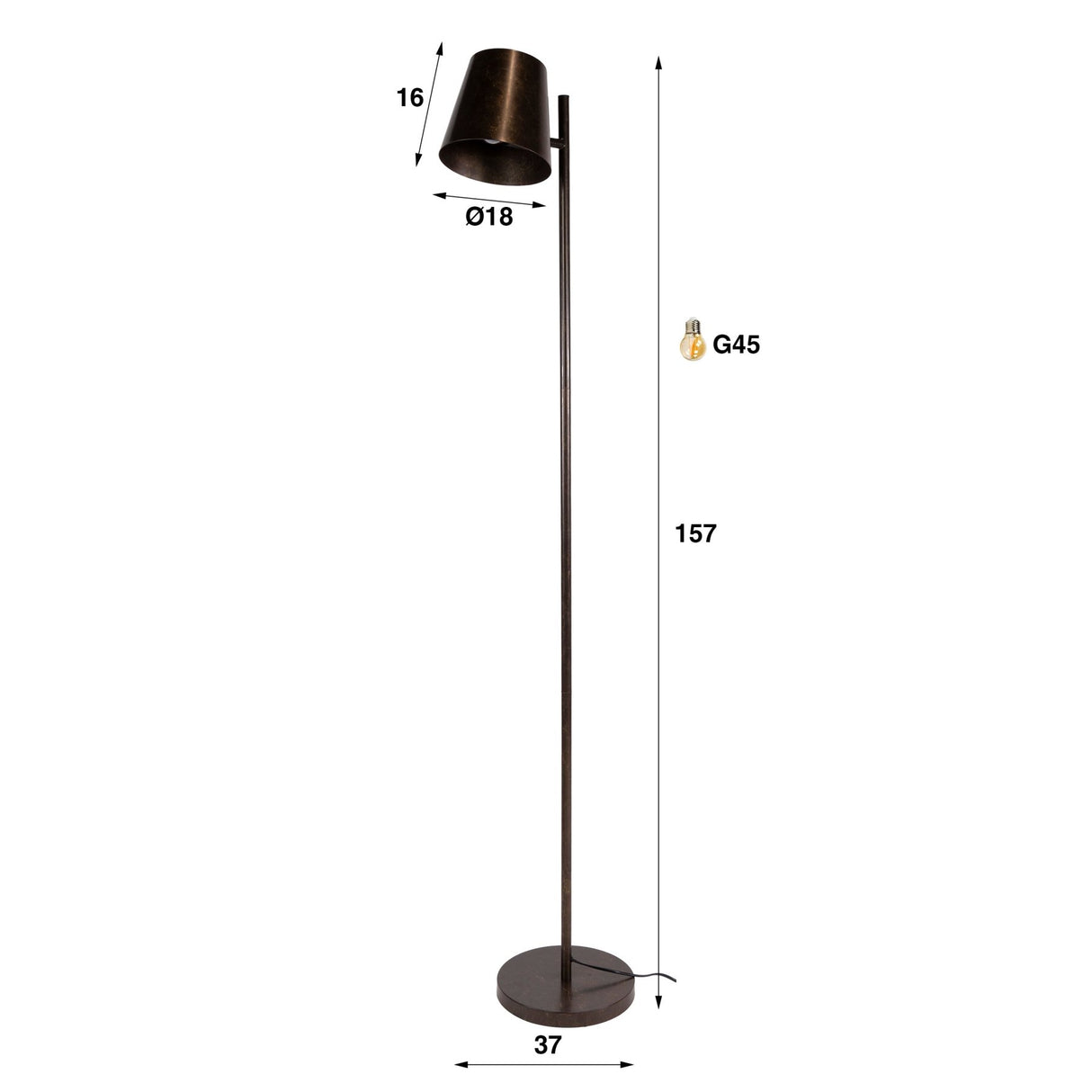 Vloerlampen - Industriële vloerlamp Sienna metaal bruin - Dimehouse