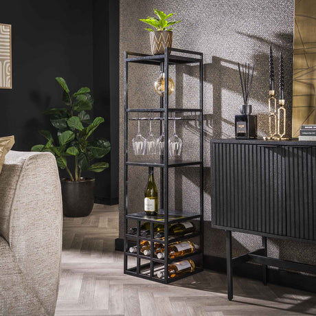 Portabottiglie con illuminazione Moon metal nero
