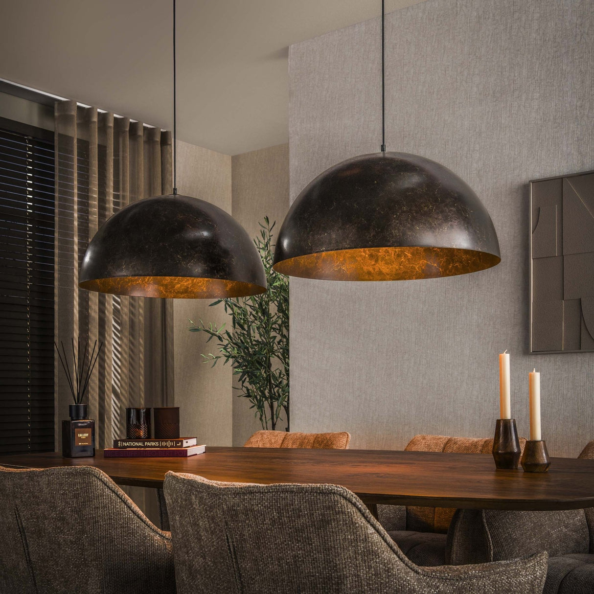 Hanglampen - Industriële hanglamp Dacia 2 - lichts Bruin Rond 2xØ60 cm - Dimehouse