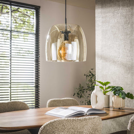 Lampada a sospensione Dain in vetro ambrato a 1 luce
