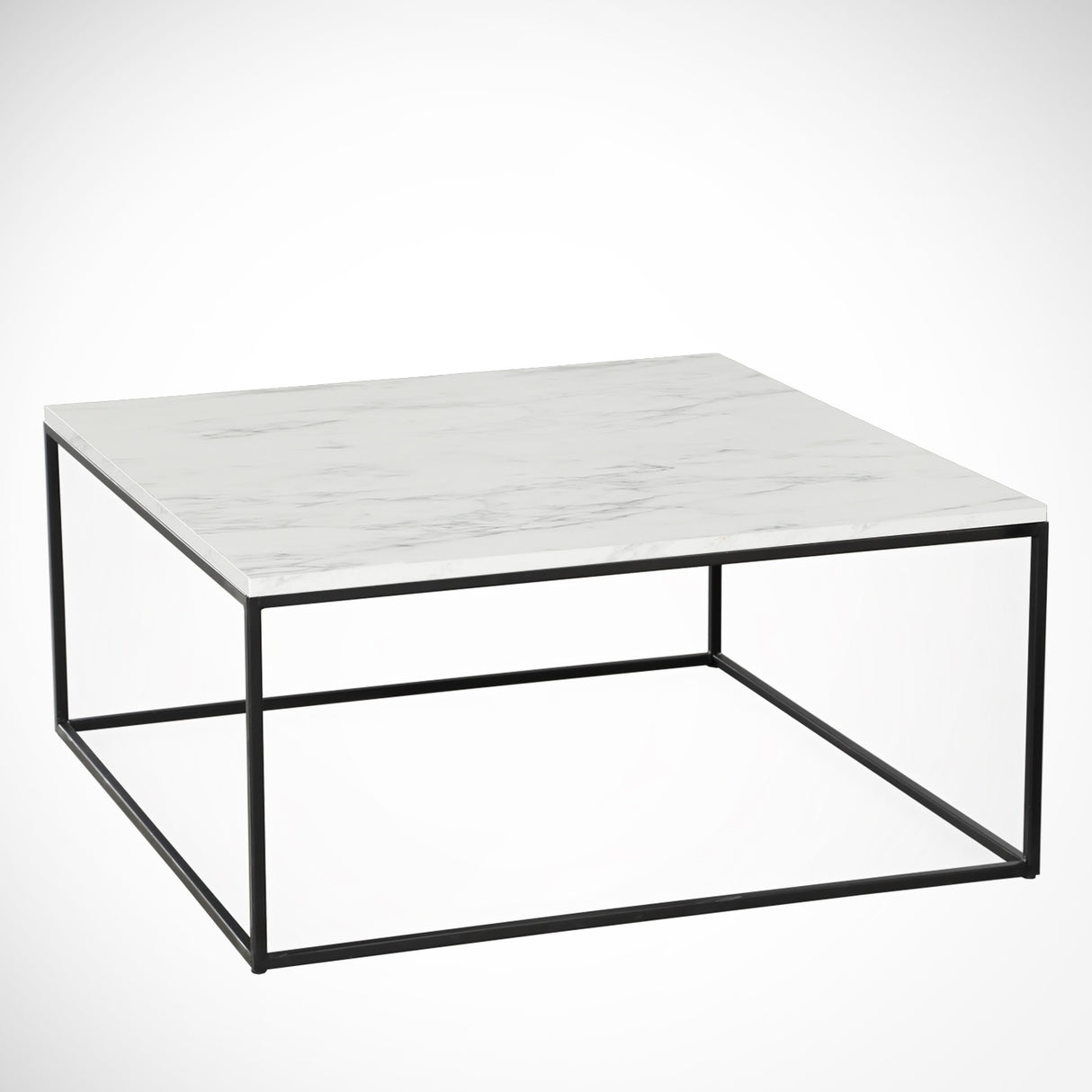 Tavolino quadrato bianco Aspetto marmo - 75x75 cm - Pola
