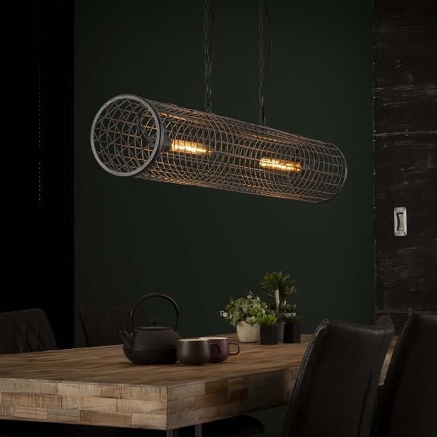 Lampada a sospensione Roan DH Interior Grey LxWxH 121x30x23 Grigio ardesia Foto atmosferica vista frontale diagonale