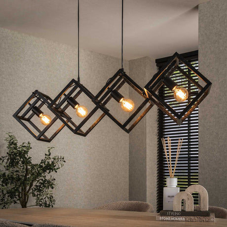 Hanglampen - Hanglamp Drew 4 - lichts kubus zwart - Dimehouse