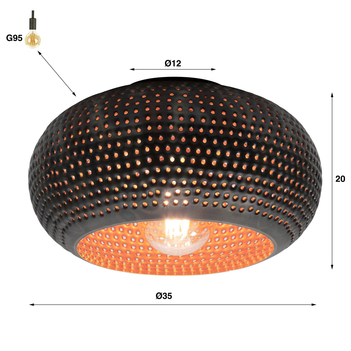 Lampada da soffitto Industrial Linda Metallo Ø35