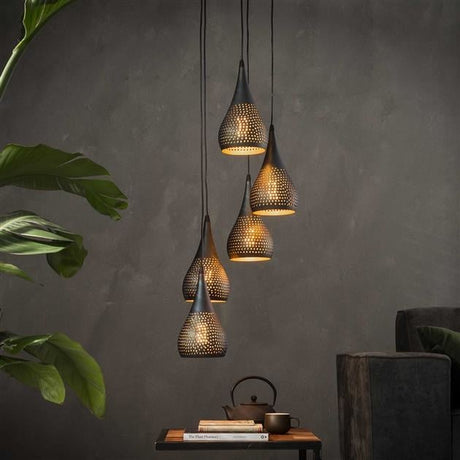 Lampada a sospensione Aya 5 DH Interior Marrone LxLxH 40x40x37 Marrone nero Foto atmosferica vista frontale diagonale