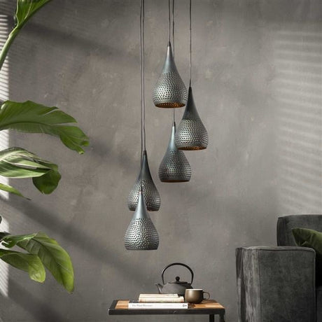Lampada a sospensione Aya 5 DH Interno Marrone LxLxH 40x40x37 Marrone nero Foto ambientale vista frontale