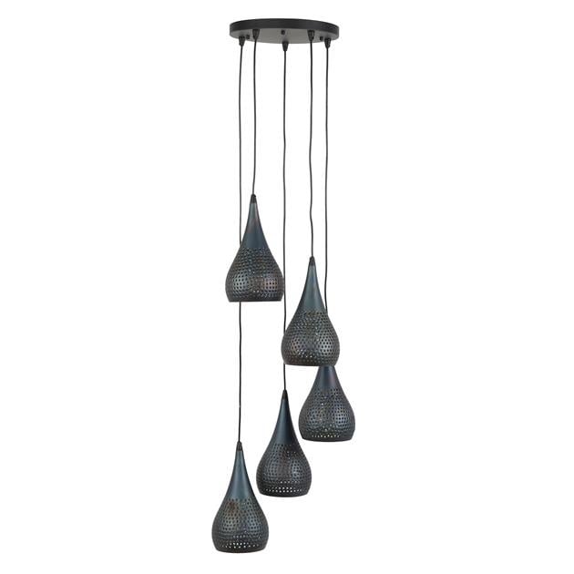 Lampada a sospensione Aya 5 DH Interno Marrone LxLxH 40x40x37 Marrone nero Bianco foto vista frontale