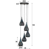 Lampada a sospensione Aya 5 DH Interno Marrone LxLxH 40x40x37 Marrone nero Bianco Indicazione dimensione foto