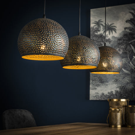 Lampada a sospensione Aya 3 Sphere DH Interior Marrone LxLxH 87x33x27 Marrone nero Foto atmosferica vista frontale diagonale