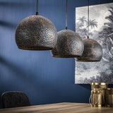 Lampada a sospensione Aya 3 Sphere DH Interior Marrone LxLxH 87x33x27 Marrone nero Foto atmosferica vista frontale diagonale