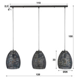 Lampada a sospensione Armoor DH Interior Marrone LxPxH 112x41x33 Marrone nero Bianco Indicazione dimensione foto