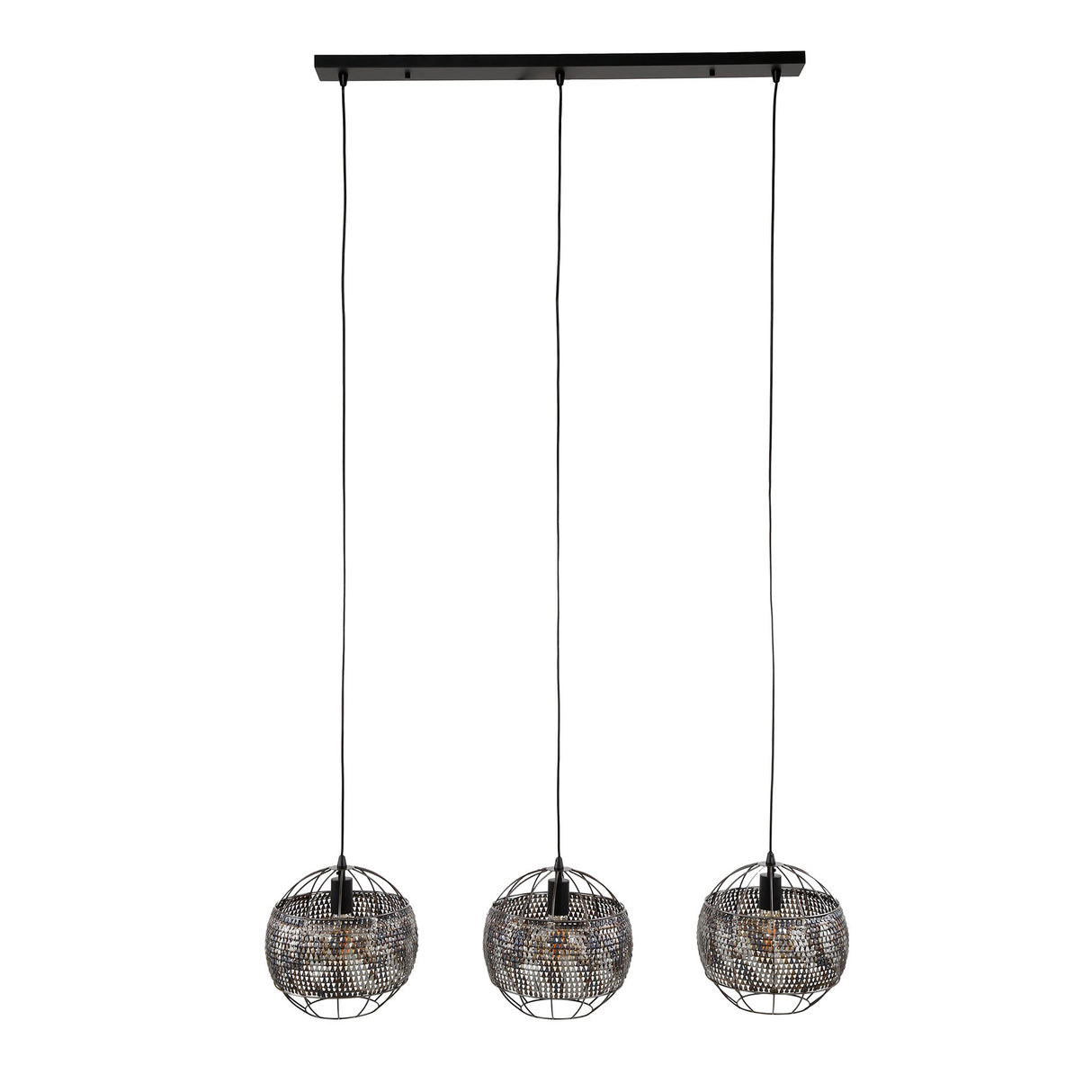 Hanglampen - Hanglamp Alfie 3 - lichts metaal zwart bruin - Dimehouse
