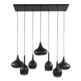 Lampada a sospensione Zeno a 7 luci in metallo nero