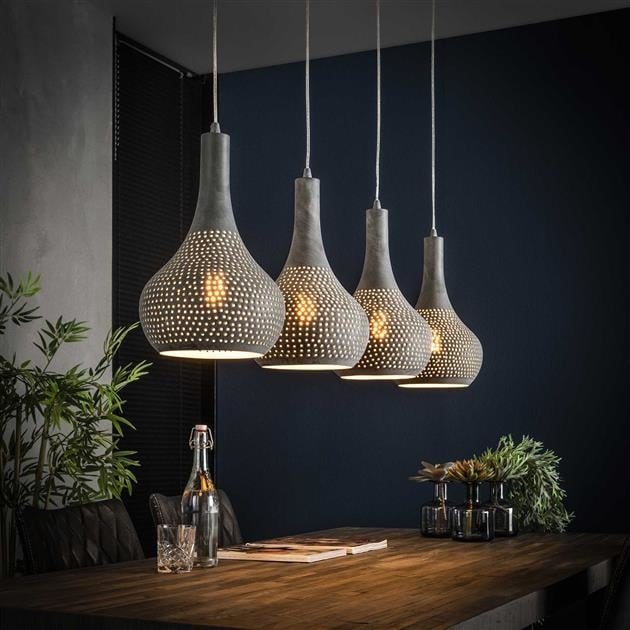 Lampada a sospensione Aya 4 Grey DH Interno Grigio LxLxH 123x45x28 Grigio Foto ambientale vista diagonale frontale