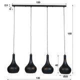 Lampada a sospensione Aya 4 Nero-Marrone DH Interno Marrone LxPxH 123x45x28 Marrone nero Indicazione dimensione foto bianca