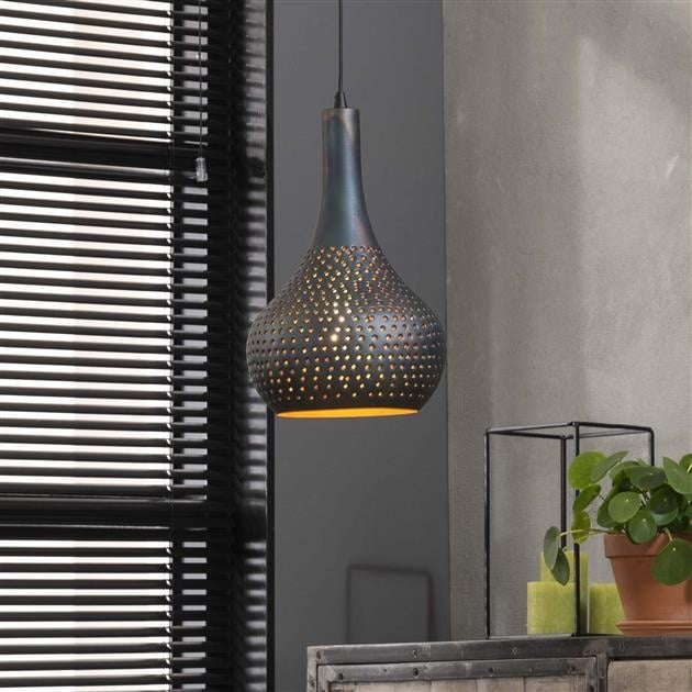 Lampada a sospensione Aya 1 Nero-Marrone DH Interno Marrone LxLxH 46x28x27 Marrone nero Foto ambientale vista frontale diagonale