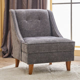 Poltrona in tessuto ciniglia grigio rurale classico Ella