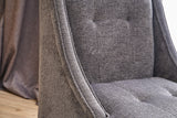 Poltrona in tessuto ciniglia grigio rurale classico Ella