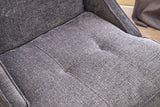 Poltrona in tessuto ciniglia grigio rurale classico Ella