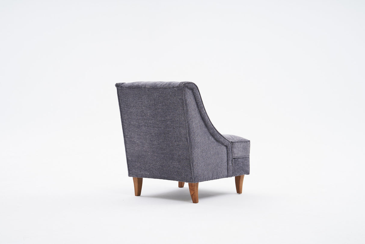 Poltrona in tessuto ciniglia grigio rurale classico Ella