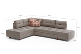Divano letto tessuto tortora - XL 280x206 cm - con ruote - Sinistra - Manama