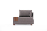 Poltroncina Moderna In Tessuto Marrone Fly - Destra - Con Tavolino In Legno